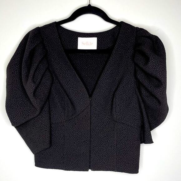 Selkie Black Blouse Top with Puff Sleeves S Small - Picture 1 of 9